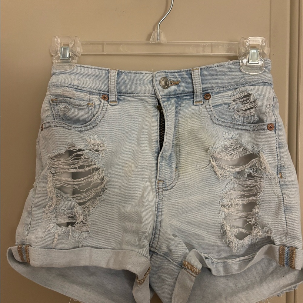 American Eagle Outfitters Light Blue Ripped Jean Shorts